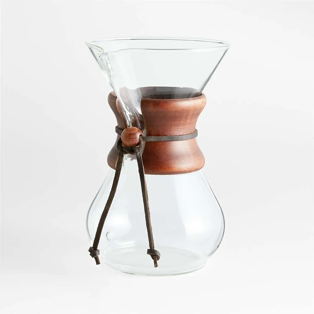 Chemex® -Cup Glass Pour-Over Coffee Maker with Dark Wood Collar