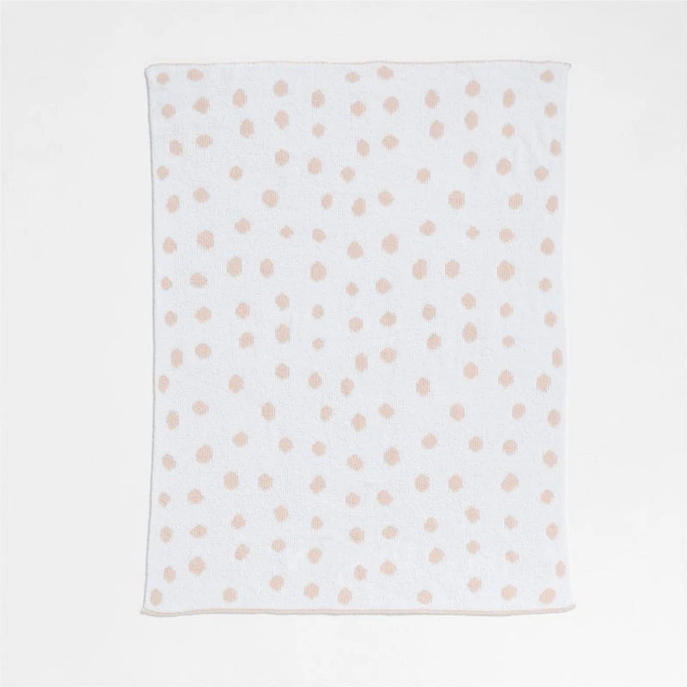 Reversible Pink Tint Chenille Dot Baby Stroller Blanket