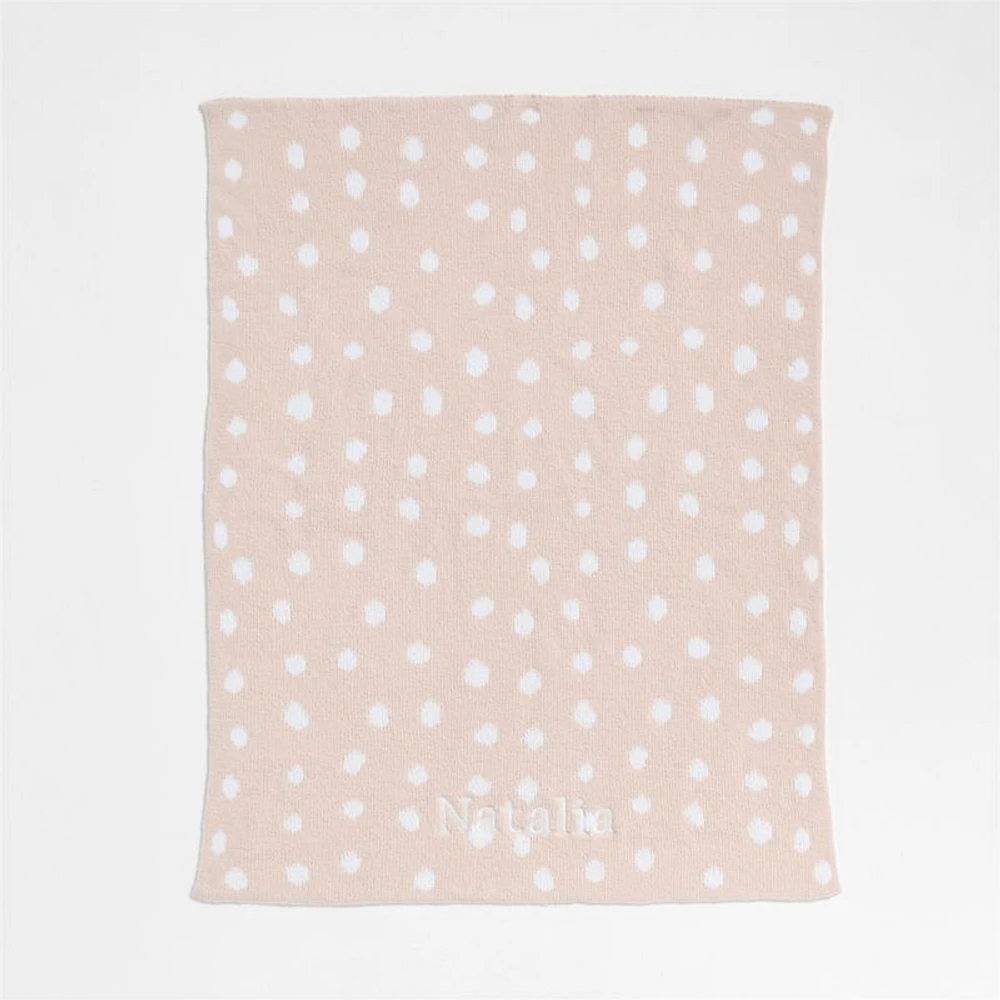 Reversible Pink Tint Chenille Dot Baby Stroller Blanket