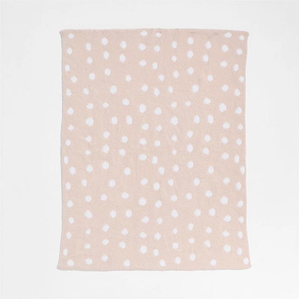 Reversible Pink Tint Chenille Dot Baby Stroller Blanket