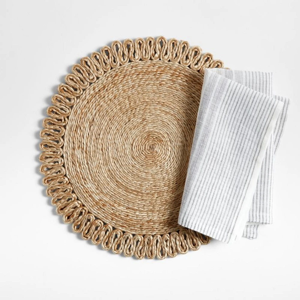 Chesney Metal Grey-Striped Linen Napkin