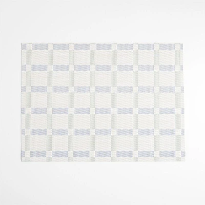Chilewich® Light Navy and Verte Green Rectangular Tile Easy-Clean Vinyl Placemat