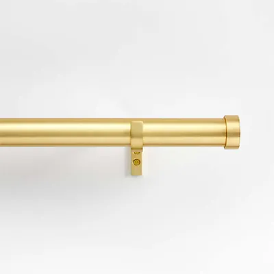 Brass 1.5" Standard Curtain Rod and Round End Cap Finials Set 120"-170"