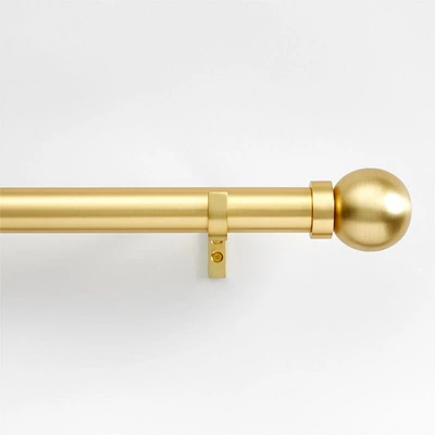 Brass 1.5" Standard Curtain Rod and Large Round End Cap Finials Set 120"-170"