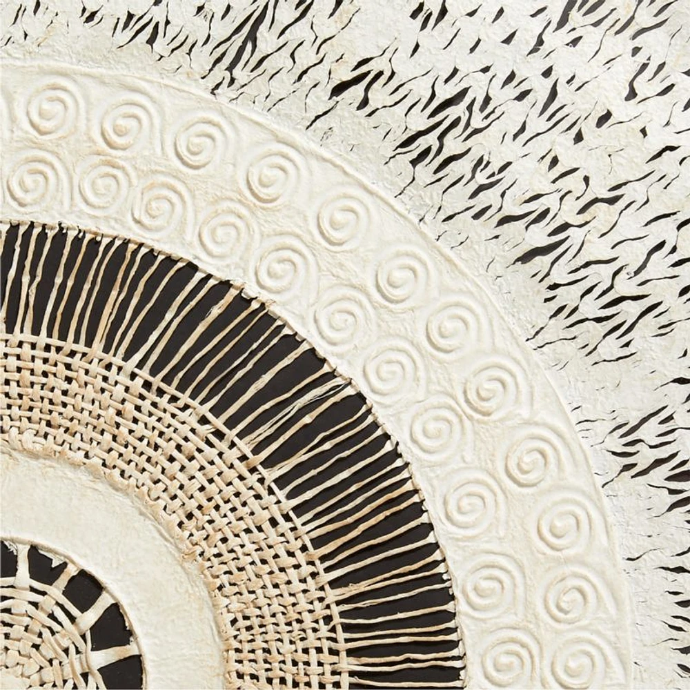 "Circulo de Papel" by Julio Laja Chichicaxtle 43"x43" in White Oak Frame Hand-Crafted Paper Wall Art