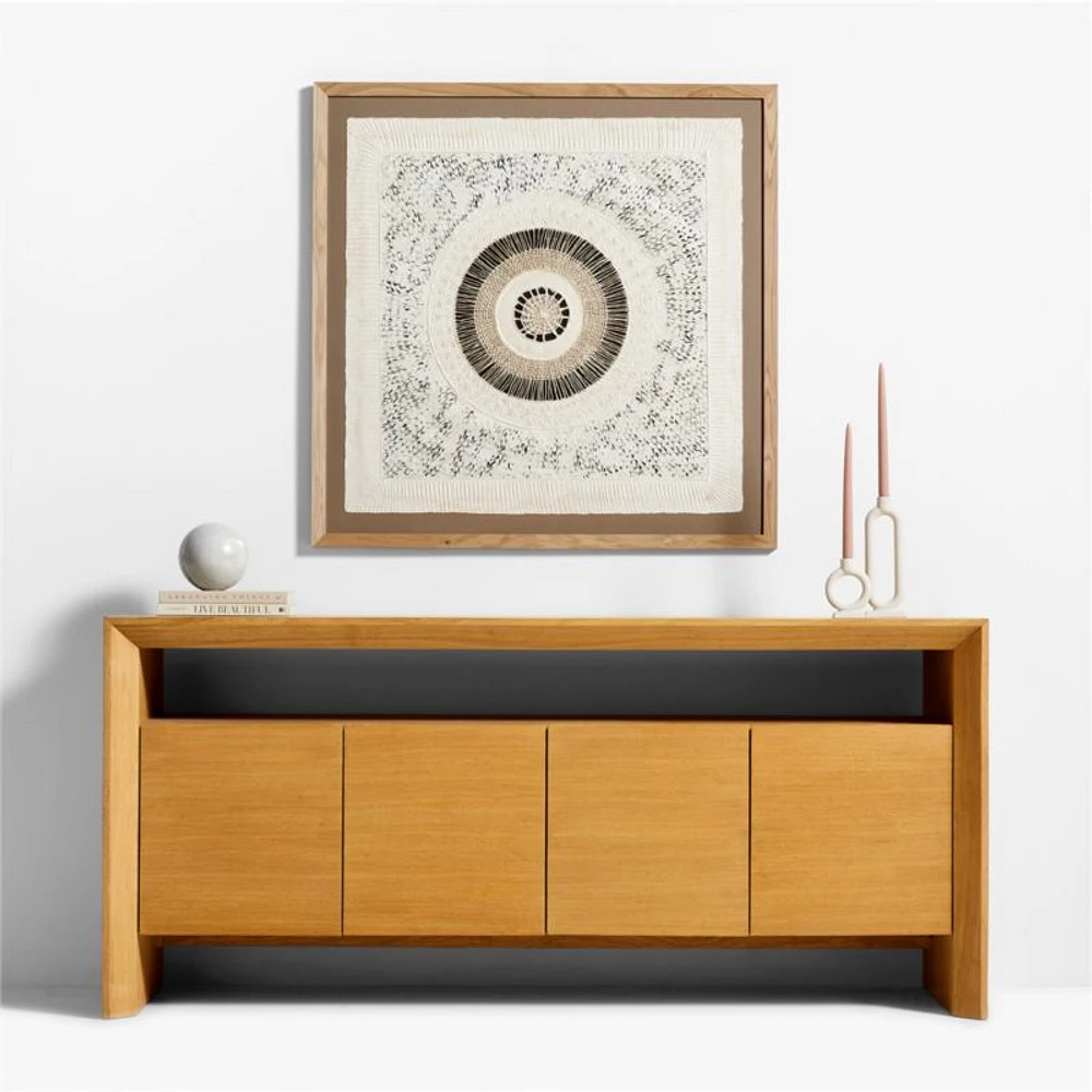 "Circulo de Papel" by Julio Laja Chichicaxtle 43"x43" in White Oak Frame Hand-Crafted Paper Wall Art