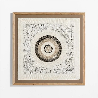 "Circulo de Papel" by Julio Laja Chichicaxtle 43"x43" in White Oak Frame Hand-Crafted Paper Wall Art