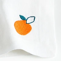 Citrus Embroidered EUROPEAN FLAX ™-Certified Linen Cocktail Napkins, Set of 4