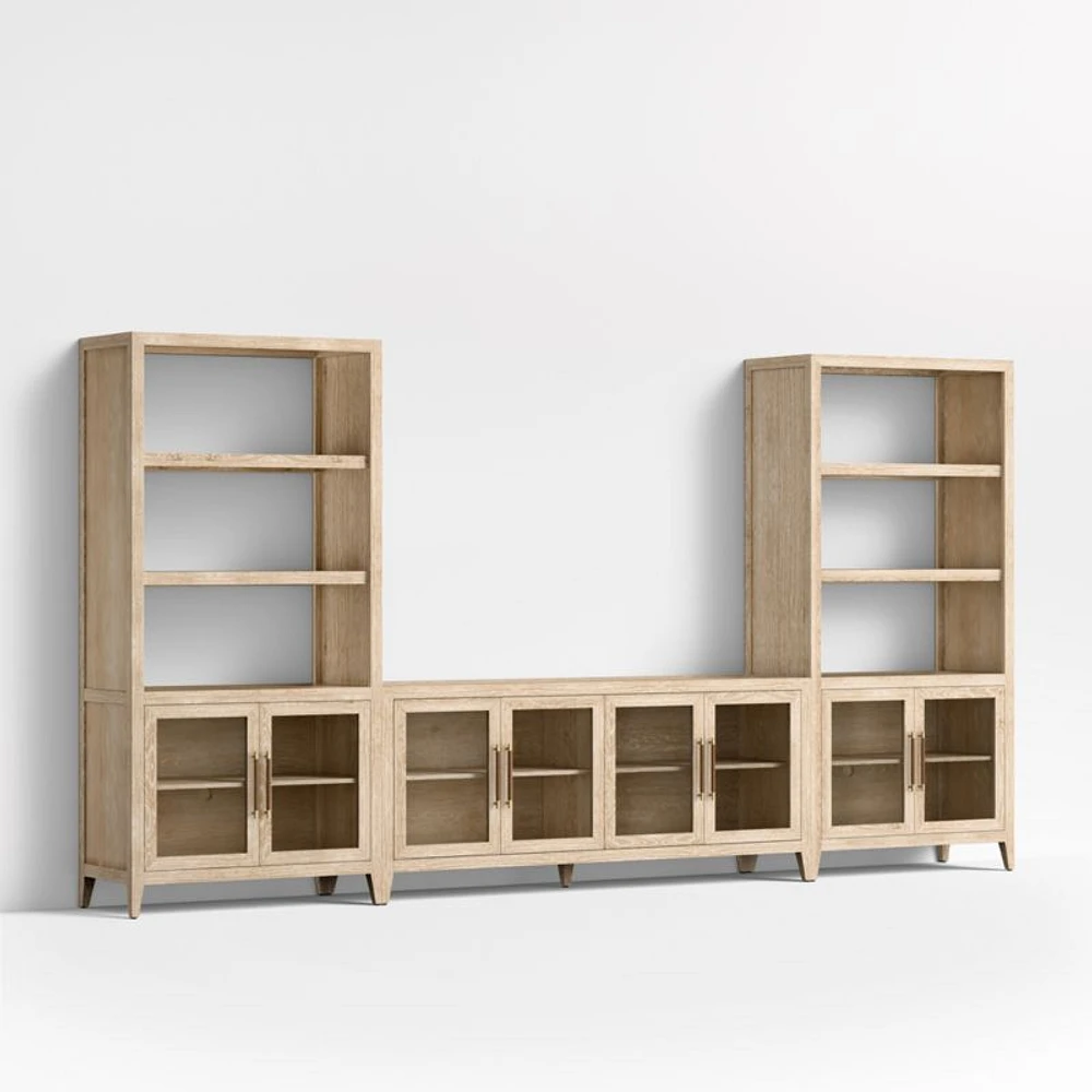 Clairemont 147" Natural Wood Storage Media Console Set