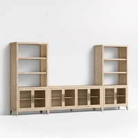 Clairemont 147" Natural Wood Storage Media Console Set