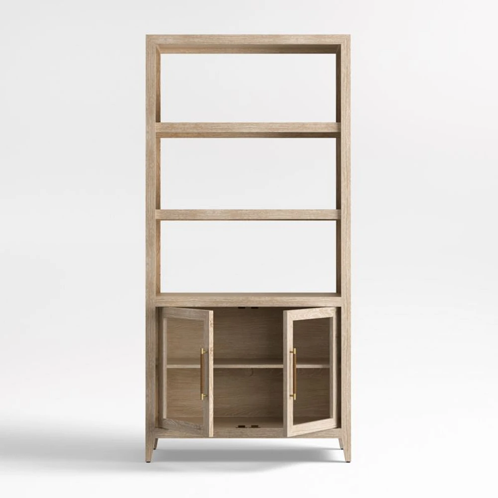 Clairemont 78" Natural Wood 3-Shelf Storage Bookcase