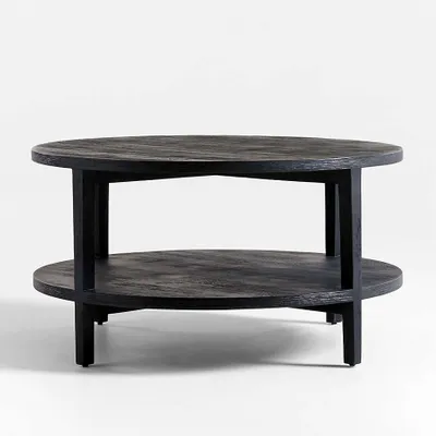 Clairemont Round Ebonized 36" Coffee Table with Shelf