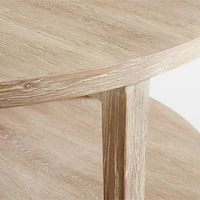 Clairemont Natural Oak Wood 48" Round Coffee Table with Shelf
