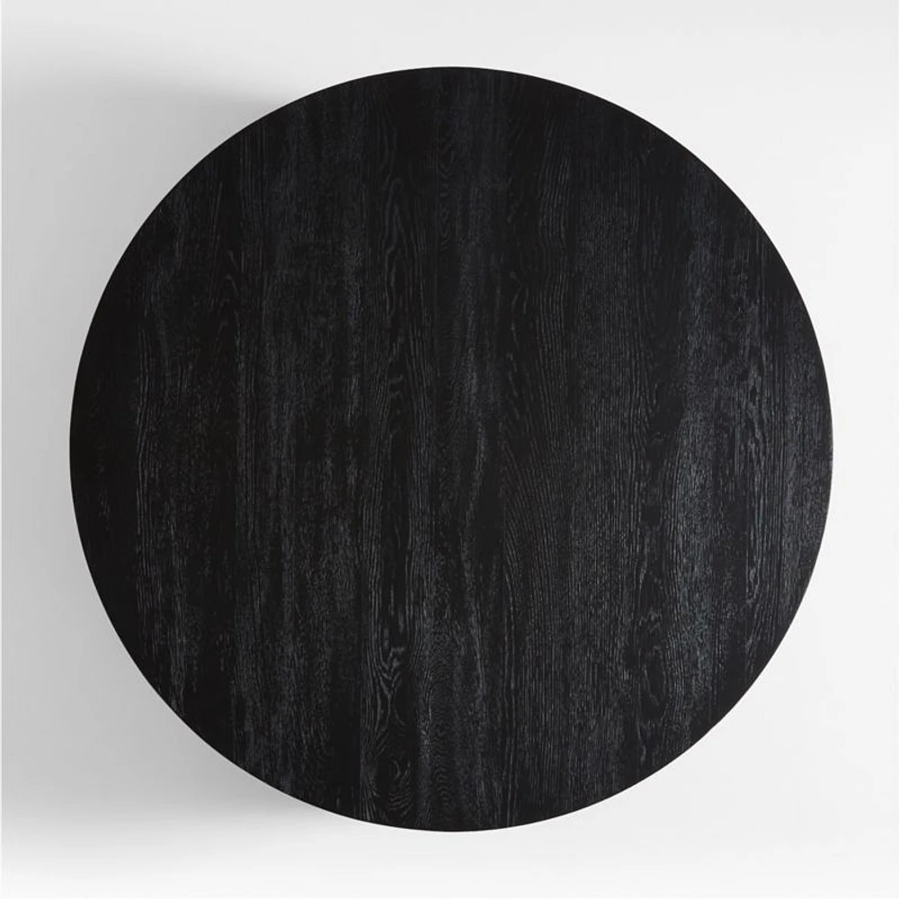 Clairemont Ebonized Oak Wood 48" Round Coffee Table with Shelf