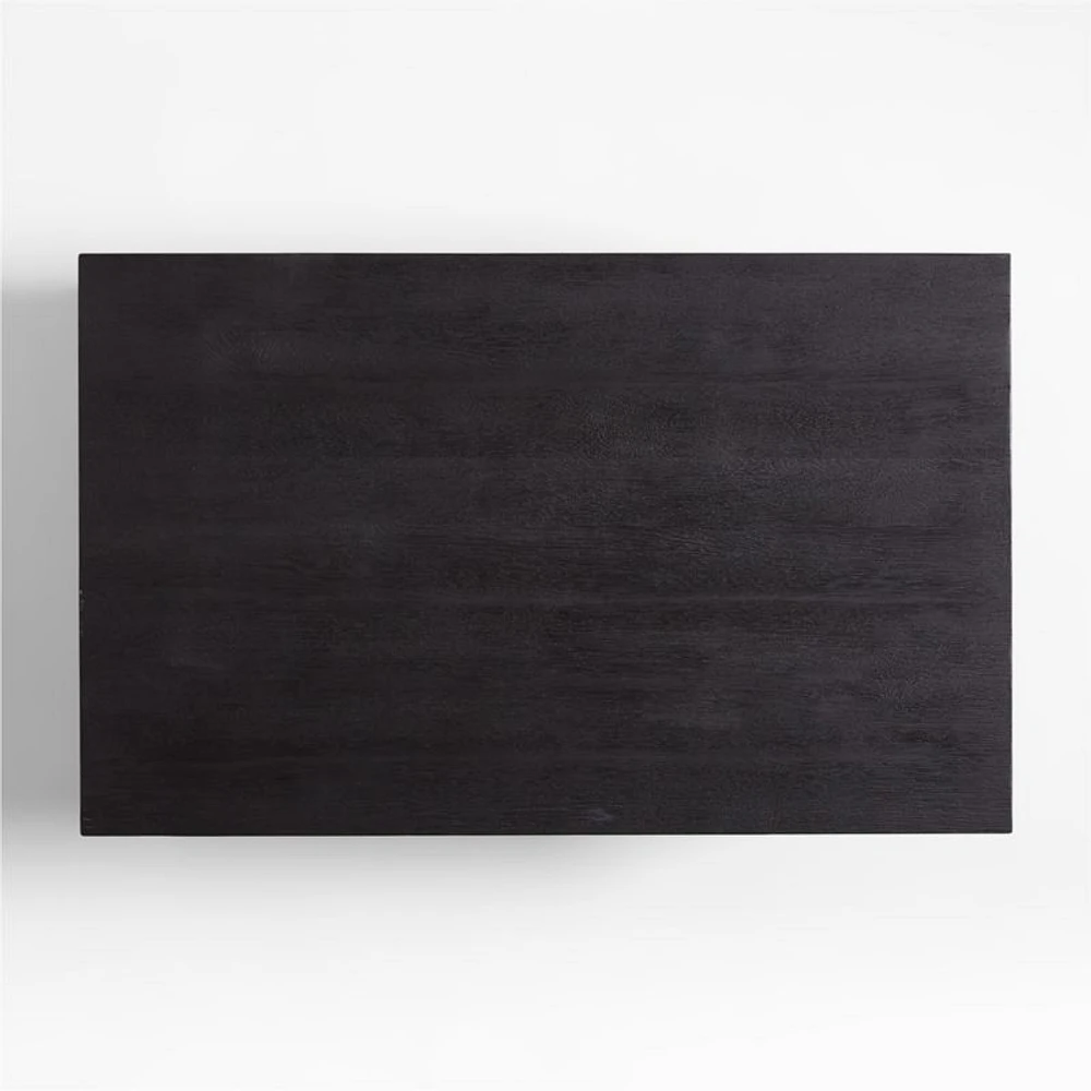 Clairemont Ebonized Oak Wood 48" Rectangular Coffee Table with Shelf