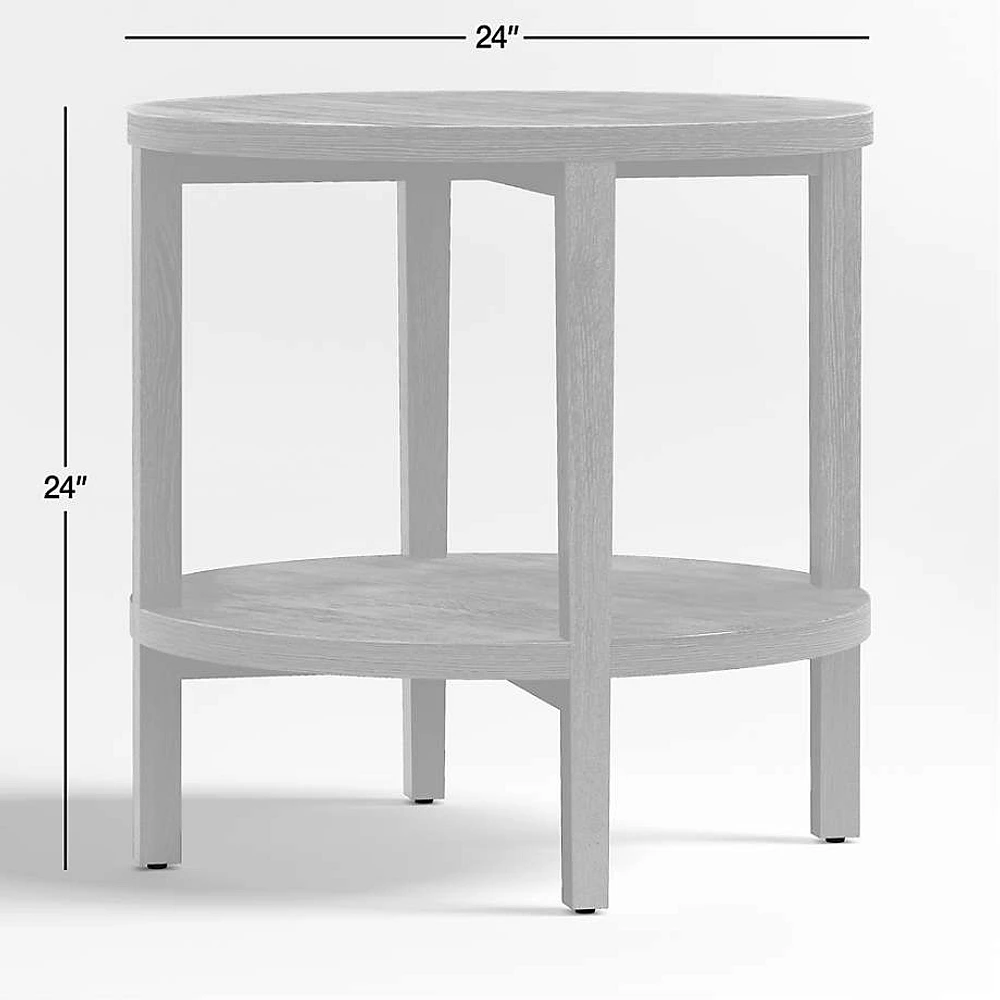 Clairemont Natural Oak Wood Round End Table with Shelf, Set of 2