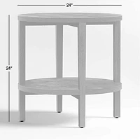 Clairemont Natural Oak Wood Round End Table with Shelf, Set of 2