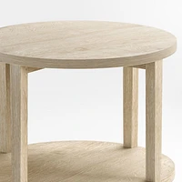 Clairemont Natural Oak Wood Round End Table with Shelf, Set of 2