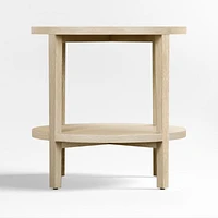 Clairemont Natural Oak Wood Round End Table with Shelf, Set of 2