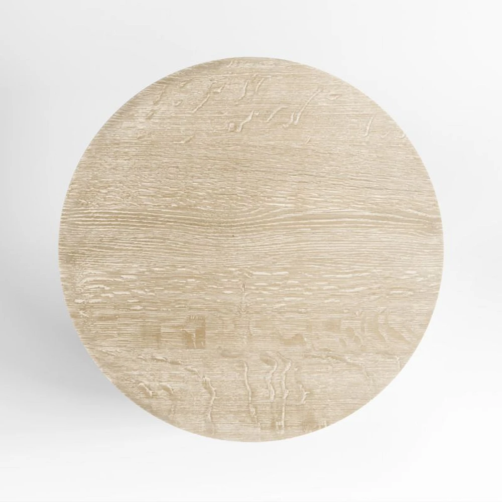 Clairemont Natural Oak Wood Round End Table with Shelf, Set of 2