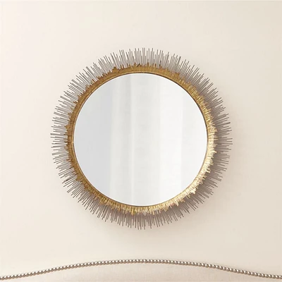 Clarendon Brass Large Round Wall Mirror 32"