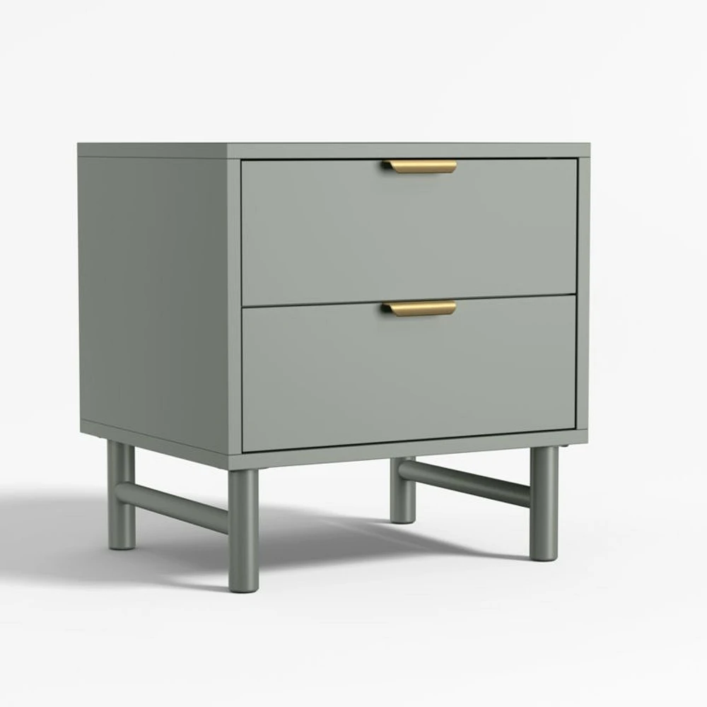 Classic Laurel Green Wood 2-Drawer Kids Nightstand