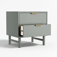 Classic Laurel Green Wood 2-Drawer Kids Nightstand