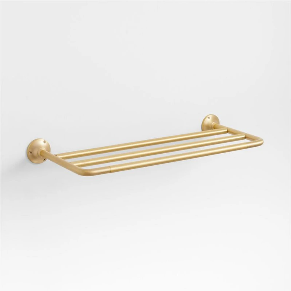 Classic Round Brushed Brass Wall-Mounted Bathroom Towel Rack
