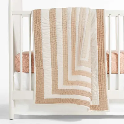 Faded Organic Clay Geometric Baby Crib Quilt by Leanne Ford