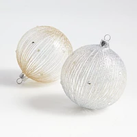 Large Silver Glittered Glass Ball Christmas Tree Ornament