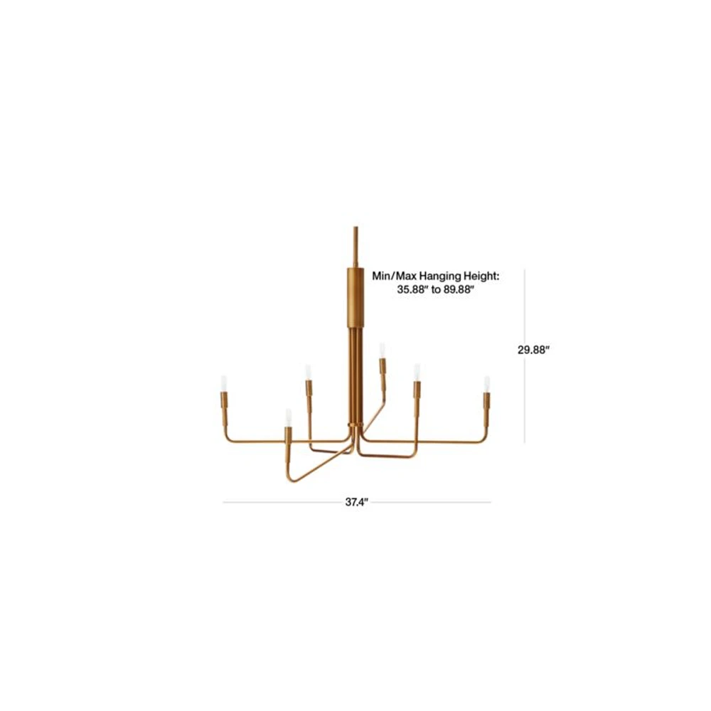 Clive 6-Arm Brass Chandelier Light