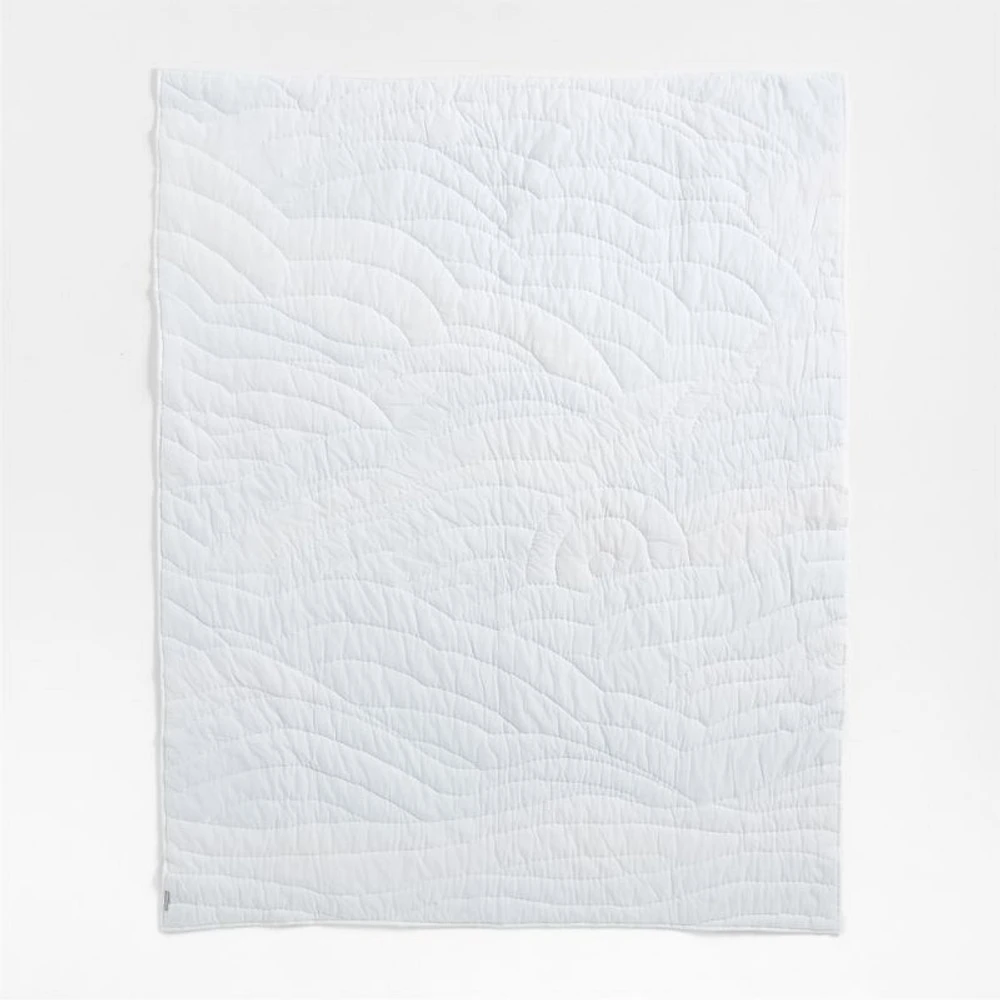 Cloud Embroidered Hand-Quilted Cotton Kids Twin Quilt