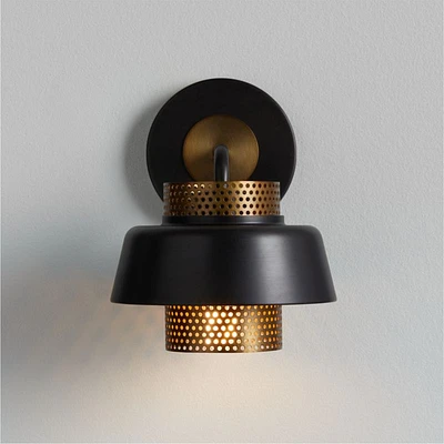 Colin Black and Brass Sconce Light