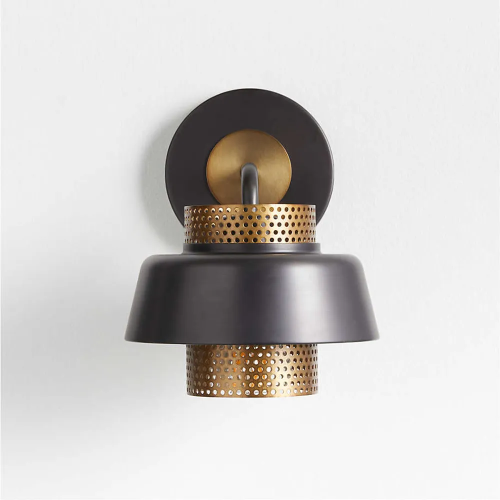 Crate&Barrel Colin Black and Brass Sconce Light