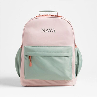 Dreamer Colorblock Pink and Mint Green Large Kids Backpack with Side Pockets
