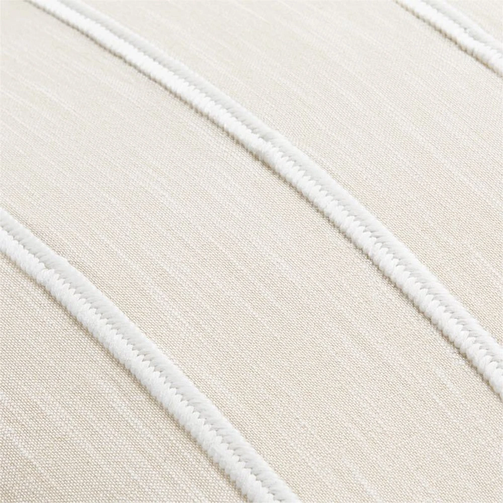 Como Cotton Embroidered Thin Stripe 23x23 Arctic Ivory Throw Pillow Cover
