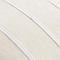 Como Cotton Embroidered Thin Stripe 23x23 Arctic Ivory Throw Pillow Cover