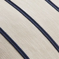 Como Cotton Embroidered Thin Stripe 23x23 Deep Indigo Blue Throw Pillow Cover