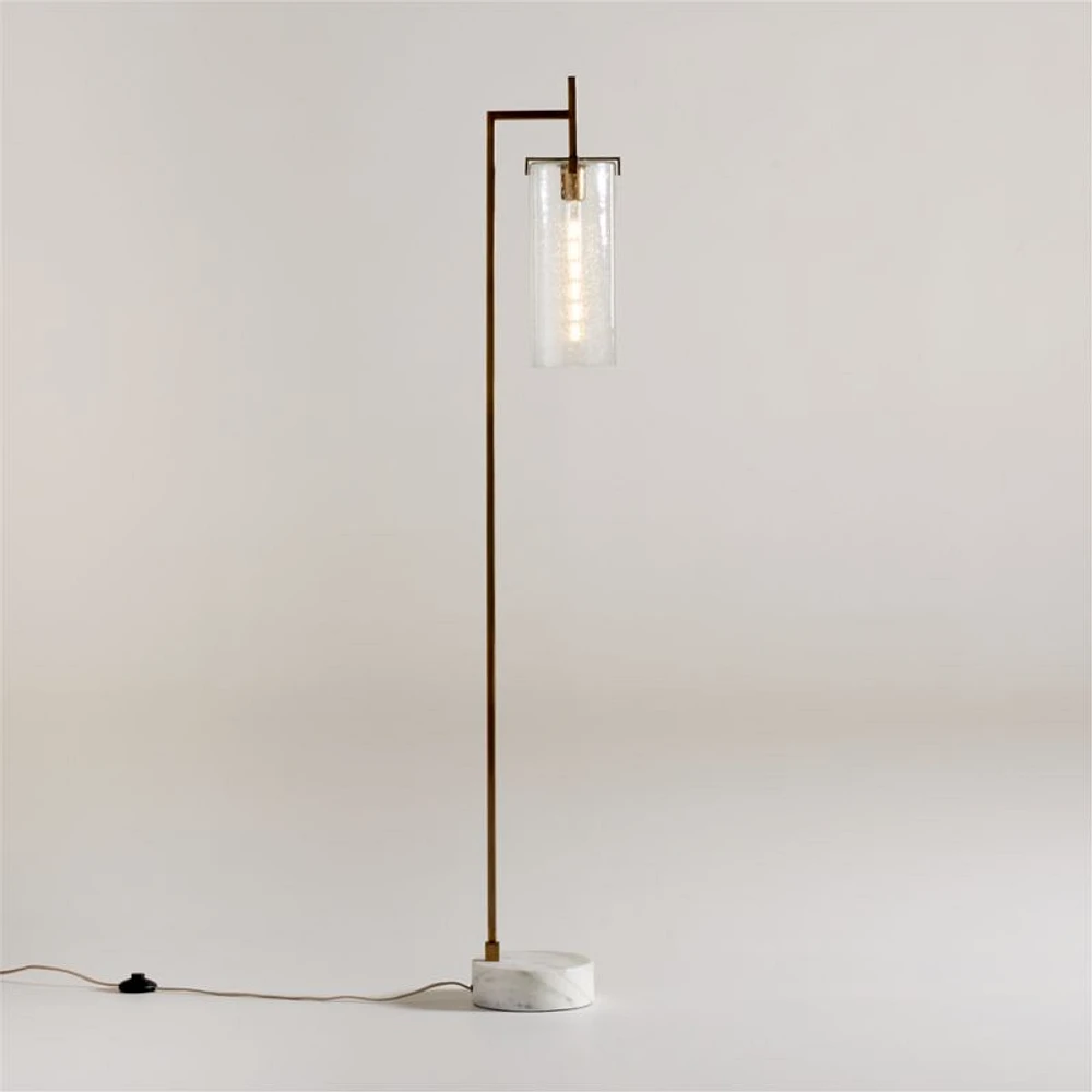 Coquina Brass Floor Lamp with Marble Base 63"