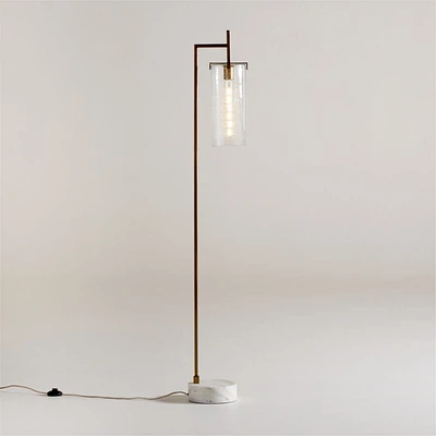 Coquina Brass Floor Lamp with Marble Base 63"