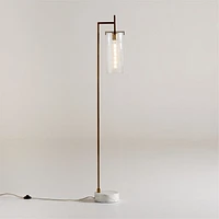Coquina Brass Floor Lamp with Marble Base 63"