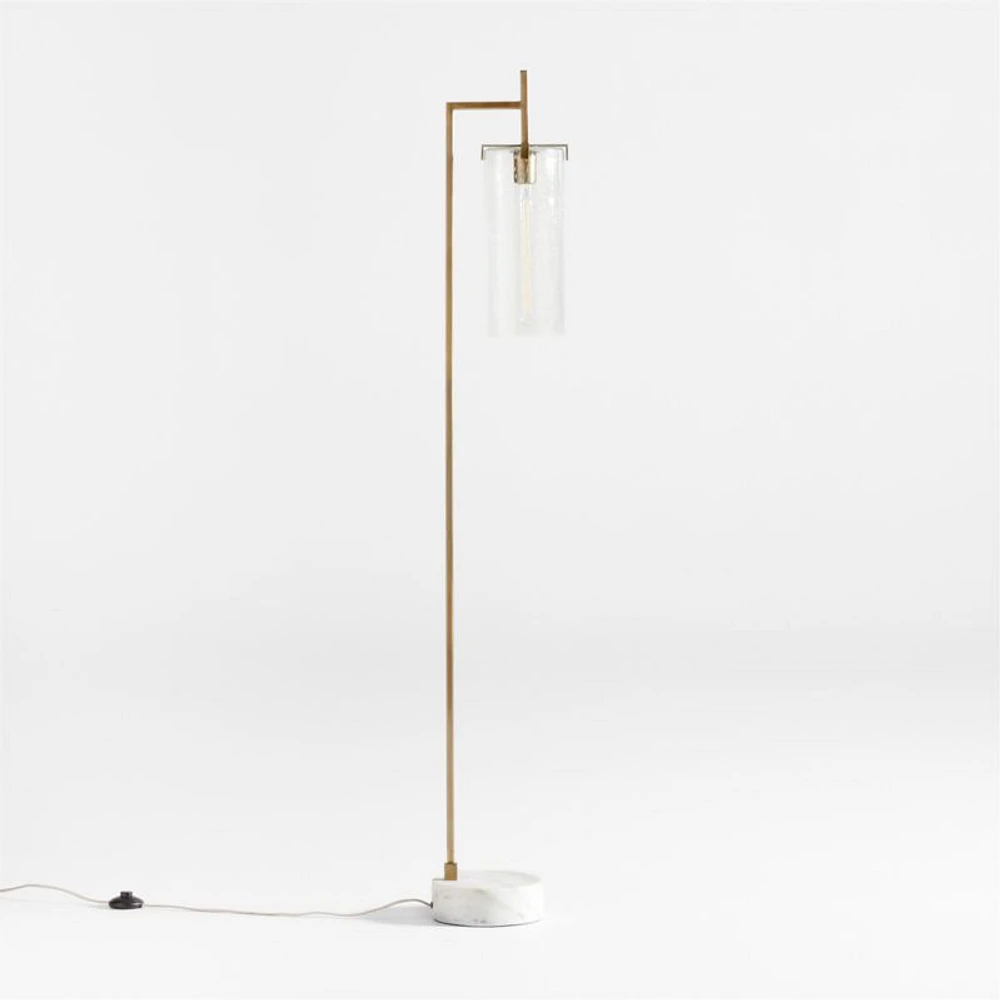 Coquina Brass Floor Lamp with Marble Base 63"