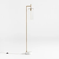 Coquina Brass Floor Lamp with Marble Base 63"