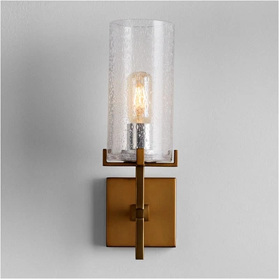 Coquina Burnished Brass Wall Sconce Light with Glass Shade