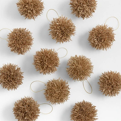 Gold Coral Cluster Christmas Tree Ornaments, Set of 12