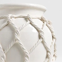 Corda Large White Ceramic Rope Vase 20"