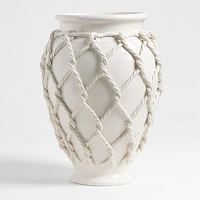 Corda Large White Ceramic Rope Vase 20"