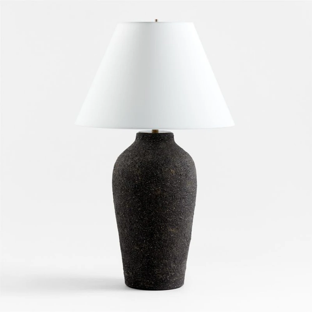 Corfu Tall Black Earthenware Table Lamp with Tapered Shade