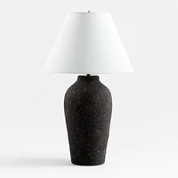Corfu Tall Black Earthenware Table Lamp with Tapered Shade