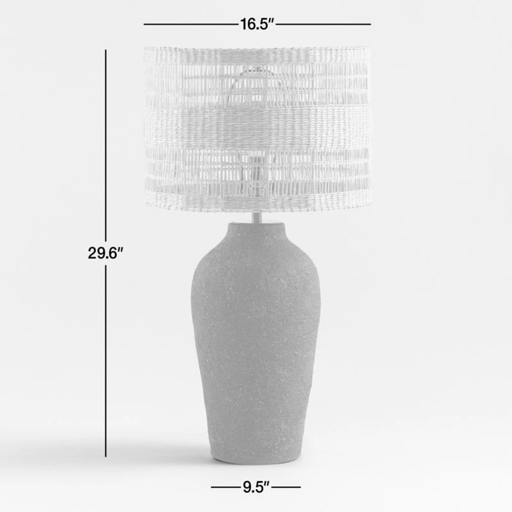 Corfu Tall Black Earthenware Table Lamp with Woven Shade